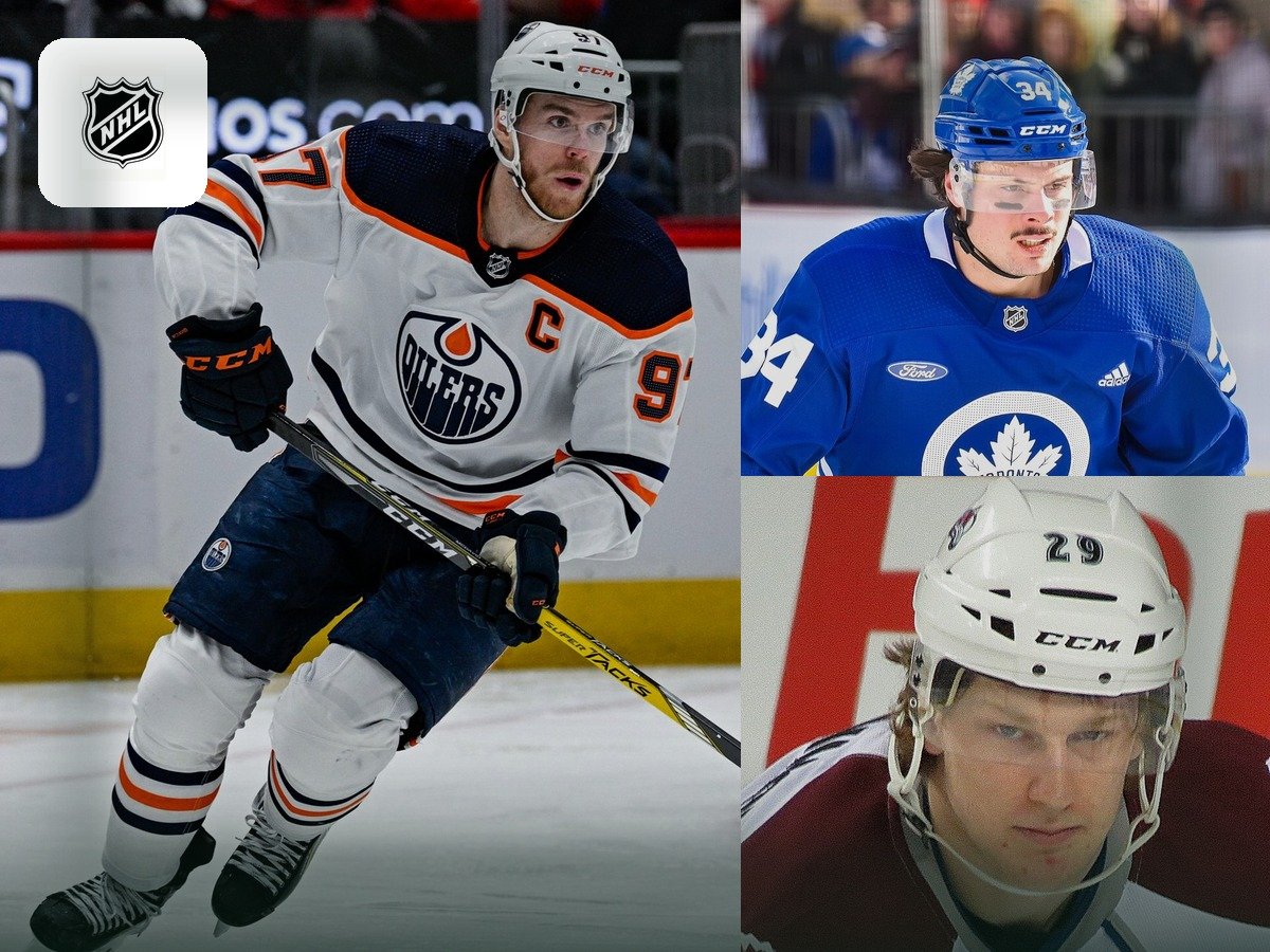 Collage of NHL stars with the NHL mark