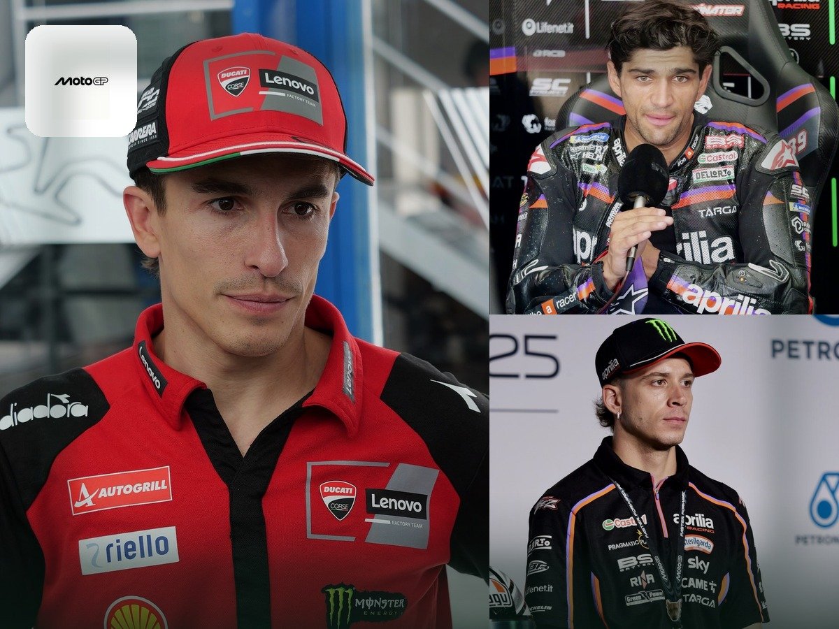 Collage of MotoGP riders with the MotoGP mark