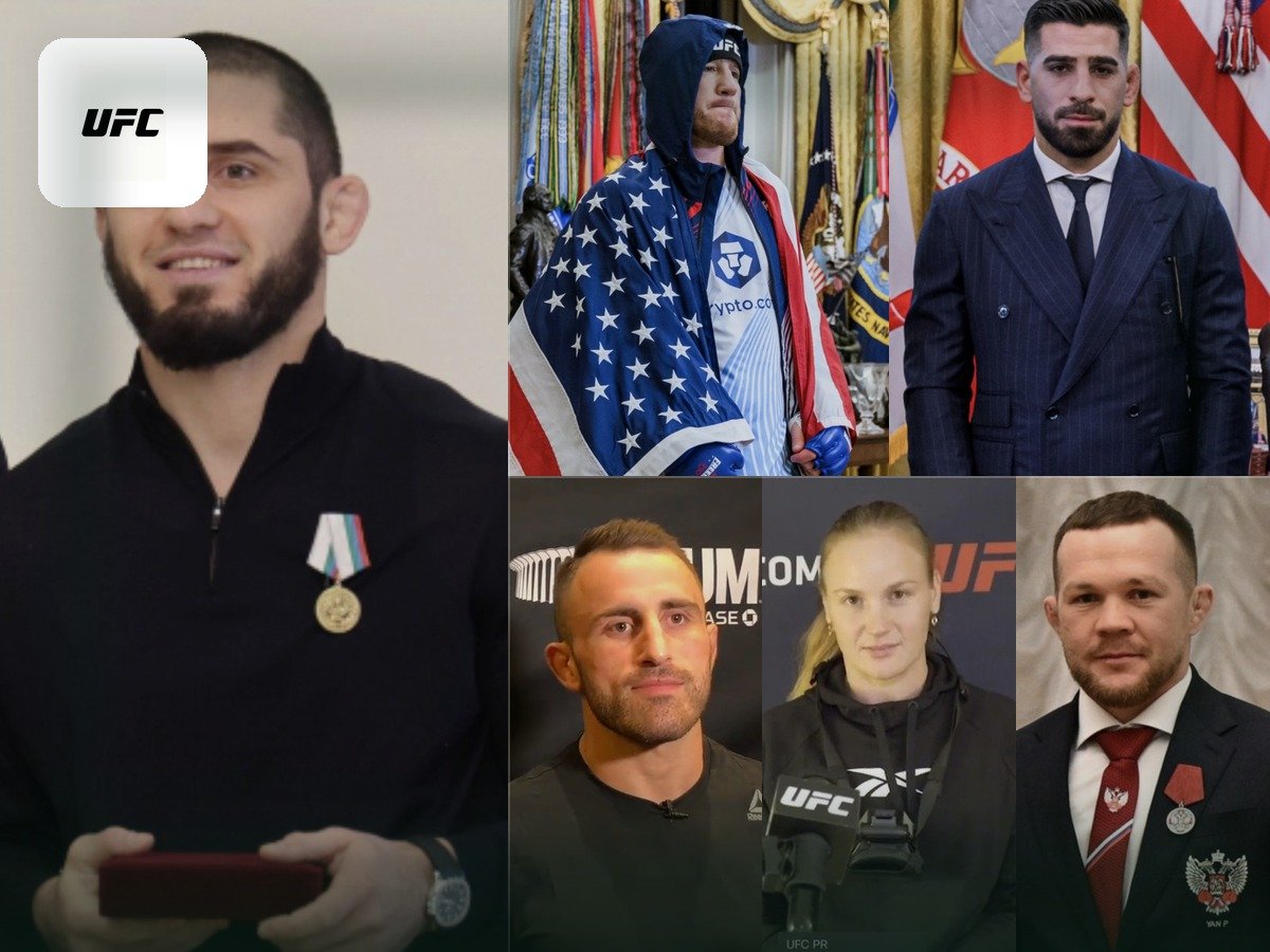 Collage of UFC fighters with the UFC mark